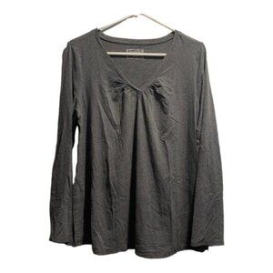 Motherhood Maternity Pregnant Charcoal Gray V-Neck L/S Blouse Size XL EUC #2838